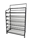 39" Wide Bakery Display Rack Wheels Adjustable Shelves Header Holder Black Stand