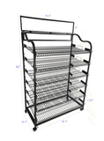 39" Wide Bakery Display Rack Wheels Adjustable Shelves Header Holder Black Stand