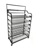 39" Wide Bakery Display Rack Wheels Adjustable Shelves Header Holder Black Stand