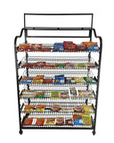 39" Wide Bakery Display Rack Wheels Adjustable Shelves Header Holder Black Stand