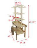 Flower Cart Vending Cart Farmers Market County Fair Wagon Wood RollingKiosk