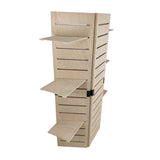 48.0" x 59.5" x 14.5" Wooden Retail Shelving Unit w/ 3 Shelves, Folding Panels - Pine Wood 19404