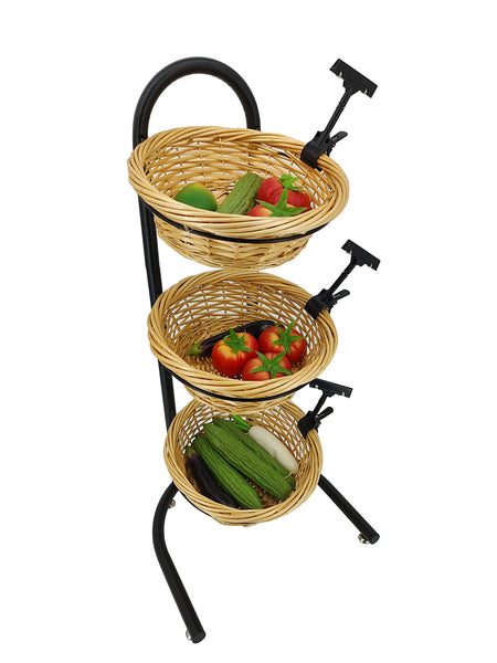 3 Tier Standing Storage Basket Stand  Wicker baskets storage, Storage  baskets, Wicker shelf