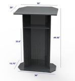 30" Podium for Floor, Large Reading Surface, Open Back with Shelf - Black 19587