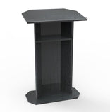 30" Podium for Floor, Large Reading Surface, Open Back with Shelf - Black 19587