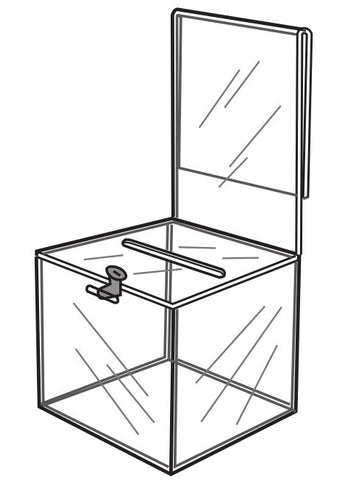 Locking Donation Box with 8-1/2"W x 11"H Sign Holder 20034