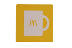 Yellow Mugs Storage Sign Recylce Bin Sign McDonalds Beverage Recycle Trash Can Sign 20825MugsYELLOW