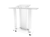 Acrylic Wood MDF Podium W Casters Church Lectern School Pulpit Hostess Desk