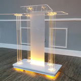 Lighted Clear Acrylic Led Podium Pulpit Wood Lectern Churches Synagogue Temple 21061