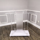 Lighted Clear Acrylic Led Podium Pulpit Wood Lectern Churches Synagogue Temple 21061