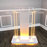 Lighted Clear Acrylic Led Podium Pulpit Wood Lectern Churches Synagogue Temple 21061