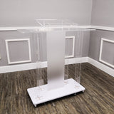 Lighted Clear Acrylic Led Podium Pulpit Wood Lectern Churches Synagogue Temple 21061