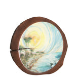 Wood tree slice trunk art wall picture tropical island beach painting