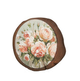 Wood tree slice trunk art wall picture blossom flower rose painting