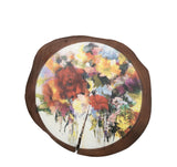 Wood tree slice trunk art wall picture abstract impression flower arrangement