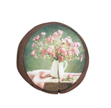 Wood tree slice trunk art wall picture flower in pitcher vase painting