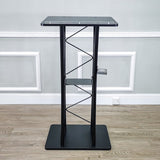 Wood (MDF) Top, Metal Truss Podium Pulpit Lectern 23.8X15.9X46" Cup Holder Black 21854-X