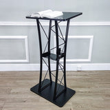 Wood (MDF) Top, Metal Truss Podium Pulpit Lectern 23.8X15.9X46" Cup Holder Black 21854-X