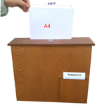 Wood Ballot Box, Collection Donation Charity Suggestion Fund-raising Box Medium Oak MDF 27270