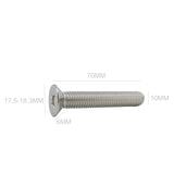 25PK M10X70mm Phillips Flat Head Machine Screw (Countersunk) Carbon Steel