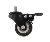 2" M10x15 Threaded Stem PU Wheel Chair Castor Replacement Caster Black 400750-1PK