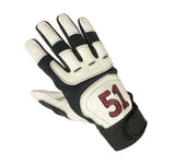 Golf Gloves Pair White Genuie Leather Medium Embroidered Random Number