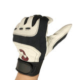 Golf Gloves Pair White Genuie Leather Medium Embroidered Random Number