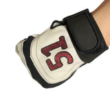 Golf Gloves Pair White Genuie Leather Medium Embroidered Random Number