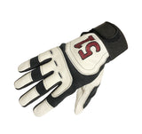 Golf Gloves Pair White Genuie Leather Medium Embroidered Random Number